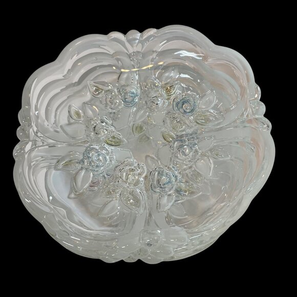 Vintage Clear Glass Floral Dessert Bowls Set Of 4 With Embossed Rose Design 7" - Picture 6 of 8